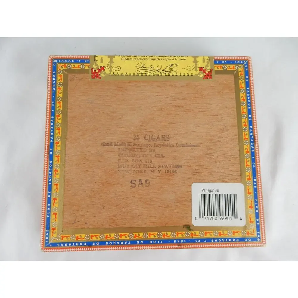Partagas Flor de Tabacos 1845 No. 6 Cigar Box Dominican Republic Cifuentes